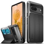 VENA vCommute for Google Pixel 7 Wallet Case, [Military Grade Drop Protection] (2022) Flip Leather Cover Slot Card Holder with Kickstand - Black