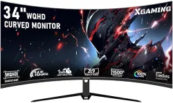 34-Inch Monitor Ultra WQHD Curved Gaming Monitor 3440 x 1440p, 180Hz, 100% sRGB, 1ms, FreeSync, 1500R Ultrawide 21:9 Computer Monitor, HDMI DisplayPort Display Build-in Speakers, VESA,Tilt Adjustable