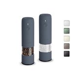 Small Electric Salt and Pepper Grinder Set, USB Rechargeable, Automatic Pepper Grinder Shakers Mill with Adjustable Coarseness, One Hand Operation for Kitchen Gadgets (2 Packs, Blue-Grey)