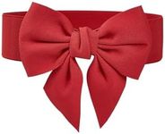 Verdusa Women's Bow Knot Wide Elastic Waist Belt Stretchy Waistband Red suit waist size:29.5-33.5"