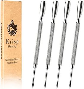 Cuticle Pusher Dual Sided - Sharp Edge Spoon Shaped Double Ended Cuticle Pusher Remover Cleaner Surgical Medical Grade Stainless Steel Manicure Pedicure Nail Art Care Tools 4 PC Set By Krisp