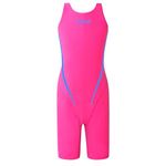 karrack Girls Swimming Suit Sports Conjoined Girls Training Competition Children Swimming Suit, Rose Red, 9-10 Years