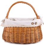 Cute Lovely Natural Wicker Basket with Handle with Liner Toy Shopping Basket Gift Hamper Nursery Storage Basket Wedding Decoration (Honey)