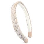 DIGUAN Headband Synthetic Hair Plaited Headband Braid Braided With Teeth Hair Band Accessories for Women Girl Wide 0.9 Inch (White Blonde)