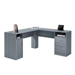 Techni Mobili Functional L-Shaped Computer Desk with storage, L is ⁠59.5" wide x 59.5" Long, Grey