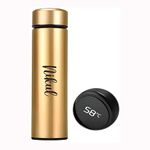 Kajri Gifts Personalised Customised Smart Temperature Vacuum Insulated Thermos Water Bottle with LED Temperature Display Custom Name Water Bottle Gifts for Boyfriend Employee Diwali (Golden Matelic)