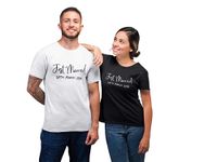 Just Married Personalised Wedding Date Couples TShirt Husband Wife Large Text Married Newlywed Wedding His Hers Wedding Gift Honeymoon Tshirts Just Married Bride Groom