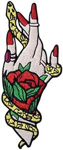 ZEGIN Floreale Mano Serpente e Witchy Patch Stemma Ricamato Toppa termoadesiva
