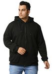 Wear Your Opinion Men's Fleece S To 5Xl Plus Size Zipper Regular Fit Hoodies Jacket For Winter Wear (Design: Solid,Black,Xxxxx-Large)