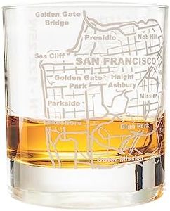 Greenline Goods Whiskey Glasses - 10 Oz Tumbler for San Francisco Lovers (Single Glass) - Etched with San Francisco Map - Old Fashioned Rocks Glass