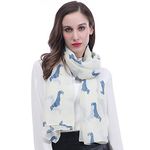 Dachshund Dog Print Women's Scarf Shawl Wrap Lightweight (Cream)