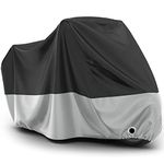 Favoto Motorbike Cover Waterproof Outdoor Motorcycle Cover All Season Protection Rain UV Dust Protective Motorcycle Garage Cover Winter-proof with 2 Windproof Buckles Lock Hole (96.5 x 41 x 49.2 Inch)