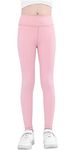 Happy Cherry Girls Active Leggings Full-Length Youth Dance Running Yoga Pants Athletic Compression Tights Pink 10-11 Years