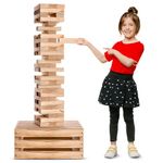 Giant Tumble Tower (60 Blocks) with 2-in-1 Storage Crate/Game Table | Stacks Up to 5ft During Gameplay | Wedding Guestbook Alternative | Jumbo Wood Stacking Game | Carrying Case | Indoor & Outdoor