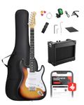 DONNER DST-80 Electric Guitar 39” Beginner Electric Guitar Kit with Amp, Classic SSS Pickup Complete with Gig Bag, Tuner, Capo, Strap, Picks, and Free Online Lessons