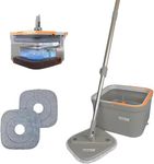 AMOS Advanced Spin Mop & Bucket Set - Self-Cleaning, 360-Degree Rotating Design with 3 Premium Microfiber Heads, Ideal for All Hard Floor Surfaces