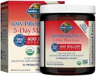 Garden of Life Organic Probiotic Powder for Women and Men - Raw Probiotics 5-Day Max Care 400 Billion CFU - Banana, High Bifido 5 Day Formula with Enzymes, Prebiotics for Digestive and Immune Health