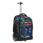 UNIKER Rolling Laptop Bag for 14 Inch Laptop,Roller Bookbag on Big Wheels,Wheeled Cabin Bag,Trolley Schoolbag with Wheels,Butterfly Pattern