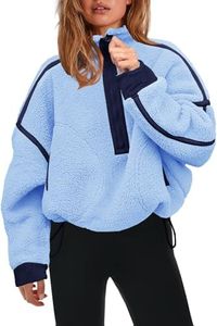 Panadila Womens Half Zip Fleece Pullover Sherpa Jacket (Peri Blue Combo,M)