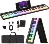 OYAYO 88 Key Folding Piano with Light Up Keys, FP88CL Full Size Semi-Weighted Keyboard for Beginners, Portable Electric Piano with USB-MIDI, Sustain Pedal, Carrying Bag, Black