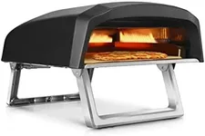 NutriChef Portable Outdoor Gas Pizza Oven - Includes Foldable Feet, Adjustable Heat Control Dial, Burner, Stone & Regulator Hose - Cooks 12" Pizza in 60 Seconds - 25.24'' x 16.14'' x 12.40'' IN