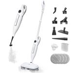 Electric Steam Mop Cleaner with Detachable Handheld Steamer for Cleaning Hardwood/Laminate Floor, Tiles and Grout, with 9-in-1 Multi-purpose Accessories and Washable Microfiber Pads