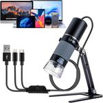 Jiusion 1080P USB Digital Handheld Microscope, 50 to 1000x Magnification Endoscope Full HD 1920x1080P Camera 8 LEDs with Metal Stand for iPhone&iPad Android Mac Windows Linux Chrome