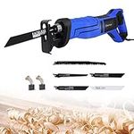 900W Reciprocating Saw with 5PCS Saw Blades for Wood PVC Metal Cutting, Variable Speed 0-2800RPM Electric Saw, Tool-Free Blade Change Sabre Saw, 28mm Stroke Length