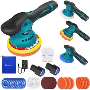 Cordless Buffer Polisher Car Polisher Buffer Machine Cordless Polisher with 2PCS 2.0Ah Batteries, 8 Variable Speed, Car Polishing Kit Car Buffers and Polishers Kit for Car Detailing/Polishing/Waxing