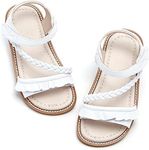 GINFIVE Toddler Girls Sandals Little Girls Kids Summer Shoes Toddler Sandals, Gf363-white, 5 Toddler