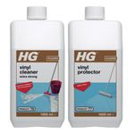 HG Vinyl Cleaner Extra Strong, Removes Stubborn Dirt & Grease for all types of Flooring – 1L + HG Vinyl Protector, Protective Coating Glass Polish for Artificial Flooring, Non Slip Formula – 1L