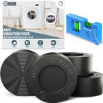 Anti Vibration Pads with Tank Tread Grip, 4 Pads + Level - Washer & Dryer Pedestals Fit All Machines - Noise Dampening, Protects Laundry Room Floor - Anti Vibrasion Pads for Washing Machine