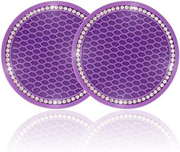 JUSTTOP Car Cup Holder Coaster, 2 Pack Universal Auto Anti Slip Cup Holder Insert Coaster, Bling Crystal Rhinestone Car Interior Accessories-Purple