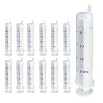 12 Pack 20 ml Plastic Syringe, Luer Slip Syringe without Needle No Rubber Ring Used in Scientific Laboratories, Liquid refilling, DIY Crafts, Scientific Labs By Labfil