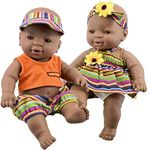 The Magic Toy Shop Bibi Doll - 12" Realistic Lifelike Vinyl Black Dark Skin Twin Dolls Ethnic African Style Baby Doll, Anatomically Correct