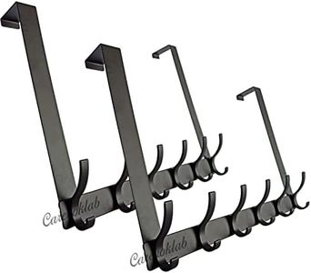 Careuoklab 2 Pack Over The Door Hooks Hanger, Coat Rack with 6 Dual Hooks for Hanging Clothes Hats Bags Towels Umbrellas Keys on Back of Bedroom Bathroom Kitchen (Black)