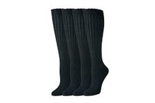 Amazon Essentials Women's Casual Cotton Knee High Socks, 4 Pairs, Black, 6-9