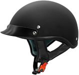 VCAN Cruiser Solid Flat Black Half Face Motorcycle Helmet (Small)