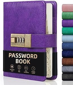 WEMATE Password Book with Lock with Alphabetical Tabs 600+ Password Space,Password Organizer Logbook with Lock, Password Keeper for Computer 4.33 X 6.18 Inch Purple