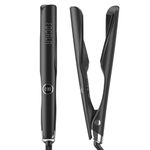 FOCALA Hair Straightener and Curler 2 in 1, Twist Curling Iron Hair Straighteners for Straightening and Curling Wavys/Curls, Dual Voltage 1 Inch（Black）