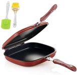 NETXE Titanium Happy Call Non Stick Frying Pan with Lid Granite Fry Pan, Induction&Gas Omlette Pan, Nonstick Cooking Pan, Pan for Cooking, 28 Cm (Red) + (Oil Brush Silicone Free Free)