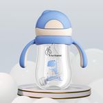 R for Rabbit Tritan Dino 320ml Baby Straw Sipper for Kids | Twin Handle Non Toxic BPA Free Soft Silicone Straw Sippy Bottle | Leak Proof Drinking Sippy Cup for 9+ Months Babies (Cream Blue)