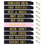 DMQ Birthday Sashes for Girls,10PCS Birthday Sashes for Women Set,9 Black Satin Sashes with 1 Pink Birthday Girl Sash Birthday Decoration Birthday Gifts for Women Girls