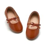 ESTINE Mary Jane Flats for Little Kids Toddler Baby Girls Glittery Dress Princess Ballet Shoes(301-Brown,Toddler 5M)