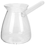 Garneck Turkish Coffee Pot - Glass Milk Warmer Pot - Open Flame heatable Glass Milk Jugs Kettel Pot with Handle for Chocolate Heating, Camping (15.8 Oz)