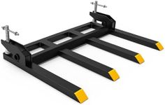 YITAMOTOR Clamp on Debris Forks to 48" Bucket, Heavy Duty Pallet Fork 2500 lbs Capacity Fit for Loader Bucket Skidsteer Tractor