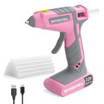 WORKPRO 7.2V Glue Gun, Corded & Cordless Hot Glue Gun with 20pcs Hot Glue Sticks(7x100mm), 30s Fast Preheating USB Charging Glue Guns for DIY Project, Art, Craft
