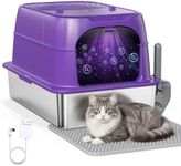 Smart Stainless Steel Cat Litter Box with Enclosed Cover, XL Odor Control