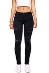 Wax Women's Juniors Mid-Rise Skinny Jegging Jeans w Distressing, Black, 7