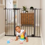 Toddleroo by North States Wide Riverstone Extra Tall & Wide Gate - Self-Closing gate with Hold-Open Feature, Pressure Mount, Fits Openings 29.75” to 52” Wide, 36", Graphite